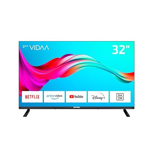 DYON Smart 32 VX 80 cm (32 Zoll) Fernseher (HD Smart TV, HD Triple Tuner (DVB-C/-S2/-T2), App Store, Prime Video, Netflix, YouTube, DAZN, Disney+) [Mod. 2022]