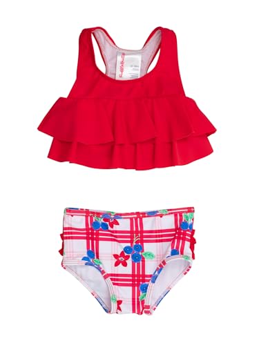 Image of RuffleButts Girls UPF50+ Sun Protection Flounce Bikini Two Piece Swimsuit
