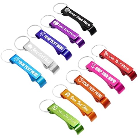 Livole 60pcs Custom Bottle Opener Personalized Aluminum Bottle Opener Keychain Bulk with Photo Text Logo Customized Bottle Opener for Bar Wedding Birthday Brewery Anniversary Party Cover