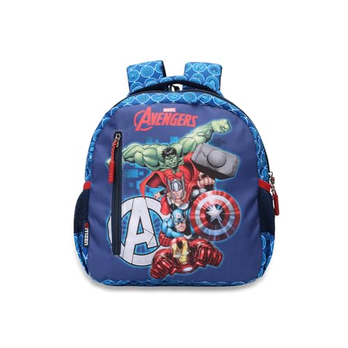 Citizen Marvel Avengers 9L Kids School Backpack for Boys, Superhero Printed, Lightweight Preschool & Nursery Bag, Adjustable Straps & Side Mesh Pockets -(Blue)