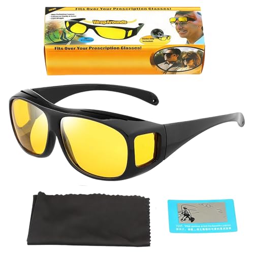 Generico Gafas de conducción nocturna - Gafas antirreflejos cortavientos, 6.1 pulgadas * 5.71 pulgadas Antideslumbrante para conducción nocturna luminosas, ergonómicas para arena, paseo