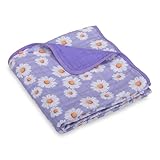 LollyBanks Muslin Baby Blanket 100% Cotton, Muslin Quilt Lightweight, Muslin Blanket for Girls, 6 Layers Baby Blankets 47'x 47', Soft Nursery Receiving Blankets, Newborn Essentials (Daisy Print)