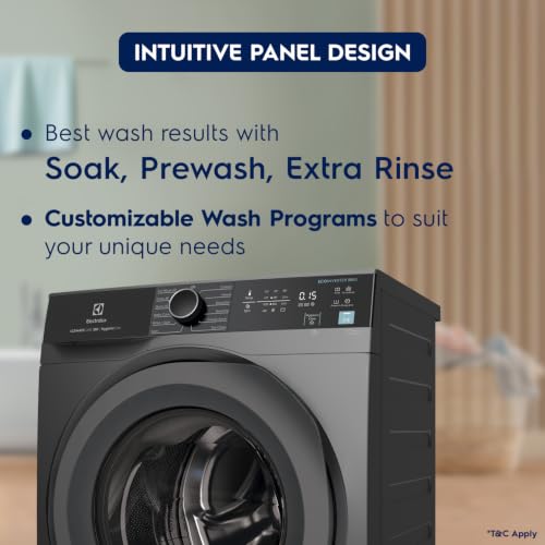 Image of Electrolux 10kg 5 Star Front Load Washing Machine, AutoSense Technology, Full Load Steam Wash, Hygienic Care, EcoInverter Motor, UltimateCare 300, EWF1024M3SB, Dark Silver