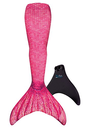 Fin Fun Mermaid Tail, Reinforced Tips, with Monofin, Malibu Pink, Child 6
