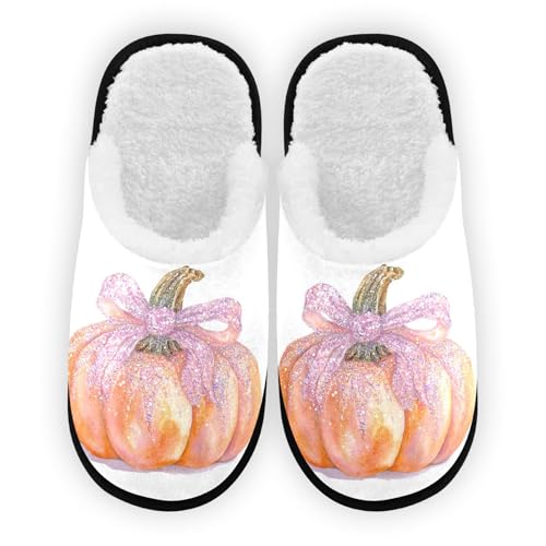 Halloween Pumpkin Purple Shiny Slippers For Women Men Soft Memory Foam Non-Slip Hallowmas Winter Indoor House Shoes Travel Slipper