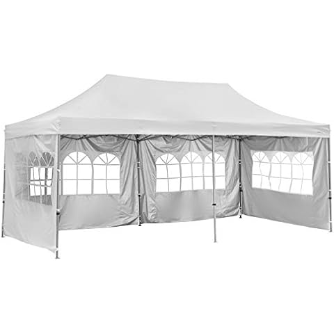 10x20 Ft Wedding Party Canopy Tent Pop up Instant Gazebo with Removable Sidewalls and Windows (White 4 Walls) Cover