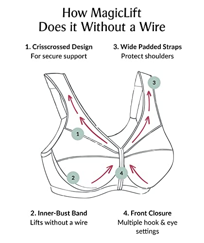 Glamorise Womens Magiclift Front-Closure Wirefree #1200 Full Coverage Bra, Blush, 42Dd Us #TOP6