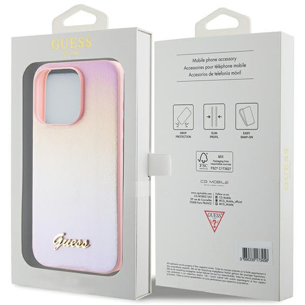 Guess GUHCP15LPSAIRSP Carcasa rígida para iPhone 15 Pro de 6,1 Pulgadas, Color Rosa