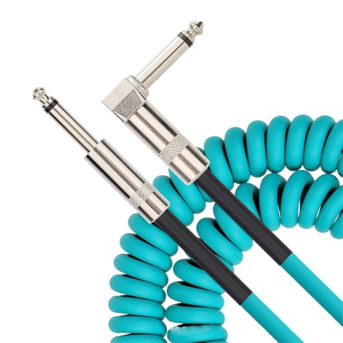 Cable de guitarra mono 6.35 mm de 10m con conector recto a ángulo recto con muelle 7