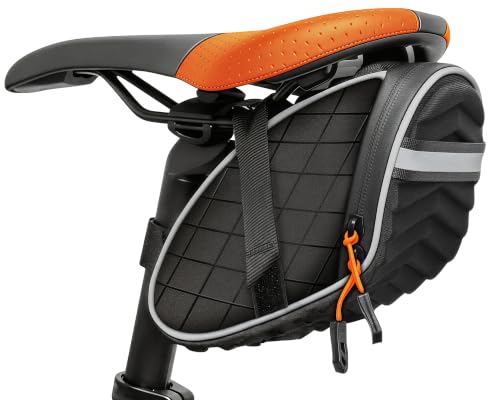 Bowagn Bike Bag Bicycle Saddle Bag Under Seat 3D Shell Cycling Seat Bag for Mountain Road Bikes with Waterproof Zippers Black