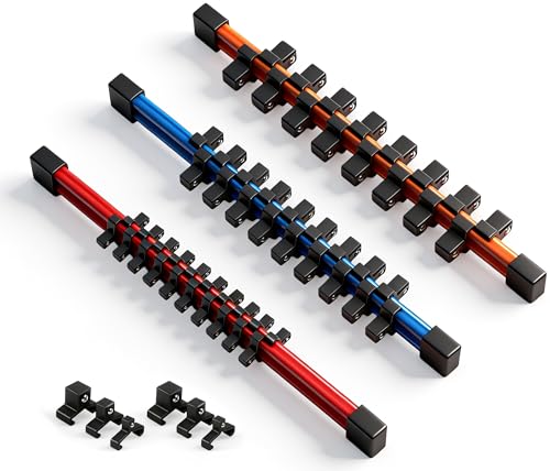 HORUSDY 3Pcs Double Sided Socket Organizer, 1/4-Inch, 3/8-Inch, 1/2-Inch, Premium Quality Socket Holders