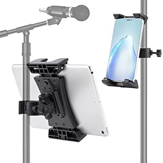 Microphone Stand Tablet Holder, Portable iPad Mic Stand Mount, Universal Tablet Music Stand Holder Compatible with iPad Mini Air Pro 4.7-12.9