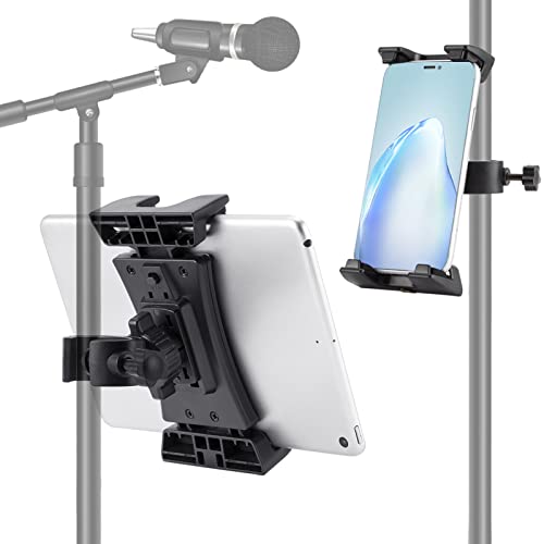 Support Tablette Microphone, Support iPad Réglable pour Pied de Micro et Pupitre de Musique, Universel Support Tablette Micro pour iPad Mini Air Pro et iPhone 4,7-12,9'