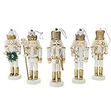 BlueSpace Christmas Nutcracker Ornaments Set Wooden Nutcrackers Hanging Decorations for Christmas Tree Figures Puppet Gifts (5', White)