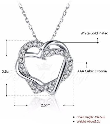 Sterling Silver Dancing Crystal Pendant Necklace, 14K Gold Plated CZ Heart Infinity Design, Women's Fashion Jewelry - Image 8