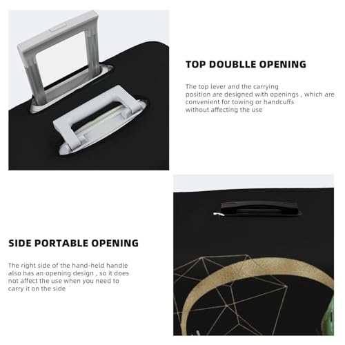 Luggage Cover Flower Golden Letter O Black Suitcase Protector fits 18-32inch Travel Suitcase Cover Washable Dustproof with Concealed Zipper for Wheeled Suitcase LC1604