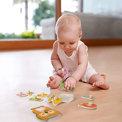 WADILE Toddler Puzzles Wooden Jigsaw Early Education Enlightenment Puzzle Puzzle Small Wooden Peg Toy Alphanumeric Animal Dress Up Shape