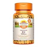 Sundown Vitamin B-12, Energy Support, Vegetarian, 1000 mcg, 120 Time Release Tablets (Pack of 1)