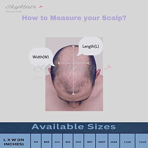 Image of SkyHair 2 Layer Silk Top AUSTRALIAN Hair Patch for Men | 100% Remy Human Hair Wig | Transparent PU Natural and Undetectable Front Hairline Toupee | PREMIUM System | (10x7, Black)