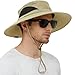 EINSKEY Men's Wide Brim Sun Hat, Waterproof Sun Protection Bucket Hat Boonie Safari Cap for Summer Outdoor Fishing Hunting Desert Hawaiian (Khaki)