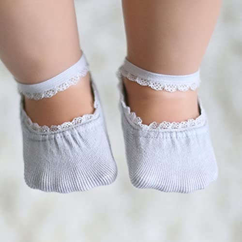 Floralby Cotton Socks 1 Pair Girl Socks Solid Color Breathable Elastic Baby Girl Lace Crew Socks Summer Warm Cozy Socks for Gifts - White M4