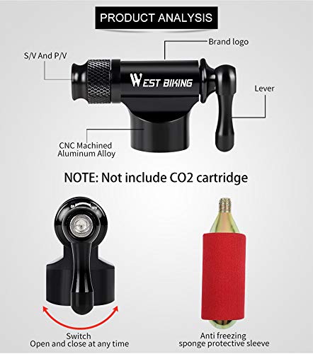 YANZHU Pro Bike Tool Co2 Inflator - Quick & Easy - Compatibel Met Presta en Schrader Ventiel Fietsbandenpomp Voor… - Image 5