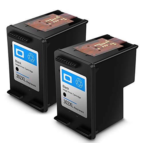 Remanufactured Cartouches d'encre HP 302 XL, compatibles avec HP DeskJet 1115 2130 2132 3630 3632 3633 3635 Officejet 3830 3831 3832 4651 4652 4654 Envy 4520 4522 4526 4527 4528 (2 Noir)