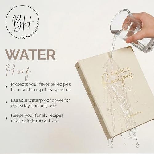 Image of Bloom & Haven Recipe Book to Write in Your Own Recipes | Waterproof Recipe Book | Beautiful Blank Cookbook to Organize Your Recipes | Perfect Family Recipe Journal (Beige)