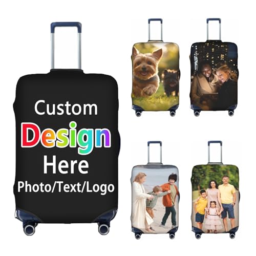 Custom Luggage Cover,Personalized Luggage Cover,Customizable Suitcase Cover With Photo Text Name Logo,Luggage Protector Suitcase Cover For 18-32 Inch Suitcase (High elasticity, S)