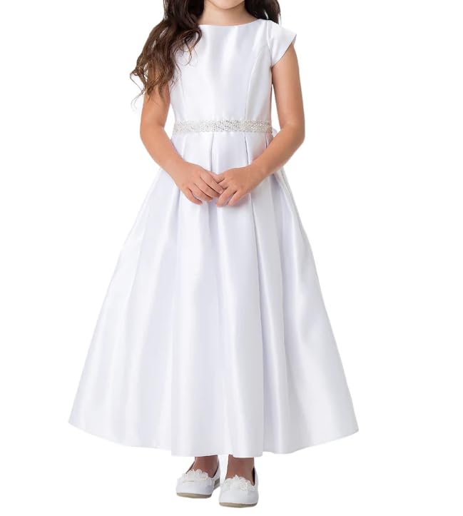 Flower Girl Dress Baby Shower Gowns Princess Kids First Communion Pageant Ankle Length Dresses with Bow3