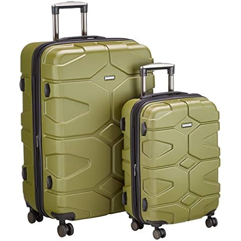 HAUPTSTADTKOFFER - X-Kölln - Hand Luggage Hard Shell Expandable Cabin Trolley TSA Lock, 55 cm, 50 Liter, Olive Green Cover