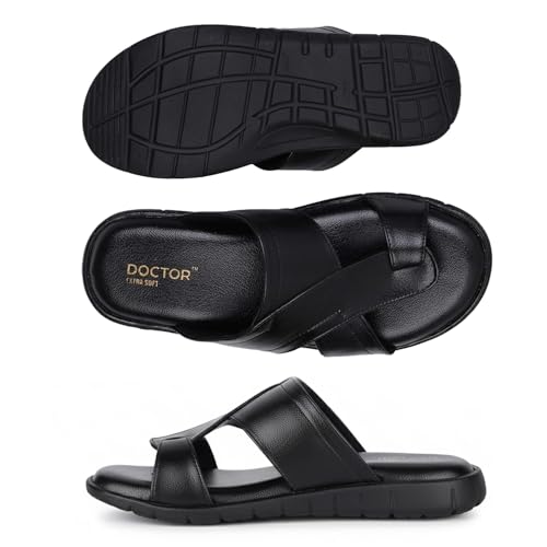 Image of DOCTOR EXTRA SOFT Men's Memory Foam Cushion Footbed Sandals /Chappal for Adults with Adjustable Strap| Diabetic & Orthopedic|LightWeight Comfortable Stylish & Anti-Skid| Dr.Slippers & FlipFlops Gents A-02