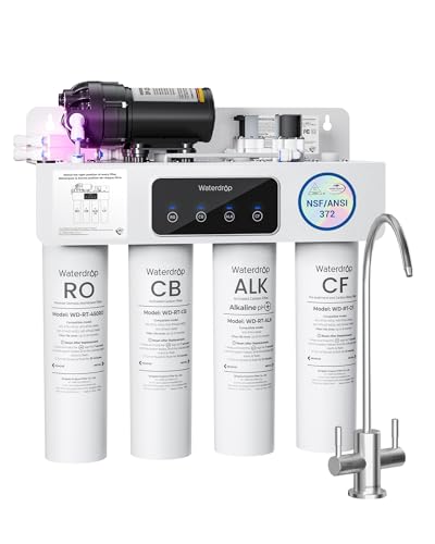 [Dual Flow] Waterdrop WD-T4-A Alkaline pH+ Reverse Osmosis Water Filter, NSF/ANSI 372 Certified, 10-Stage, 450GPD Tankless Undersink RO Filtration System, 2:1 Pure to Drain, BPA Free, Plug-in required