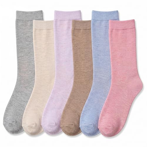 Image of Tipi Toe Women's 6-Pack Funky Crew Socks | Colorful Fun Patterned Novelty Dress Socks, Sizes 9-13