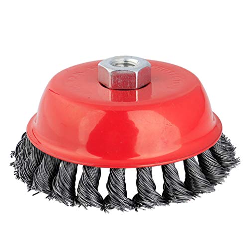 Image of 4PCS Rotary Angle Grinder Brush Red Durable Strong Rust Clean Metal Twist Knot Flat Cup Steel Wire Wheel Edge Blending Quick