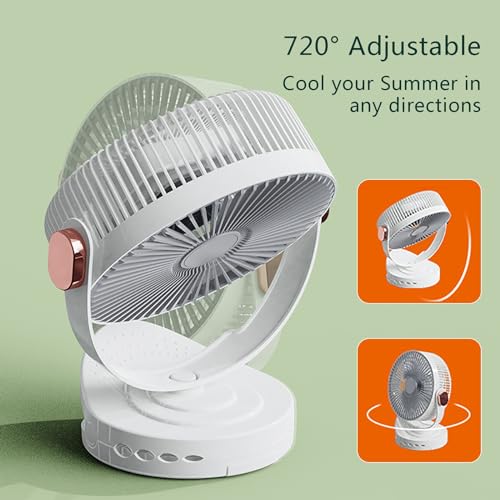 Ventilatore da tavolo portatile USB, ventilatore oscillante a 5 velocità con luce notturna, ventilatore da tavolo ultra silenzioso per casa, ufficio e uso esterno