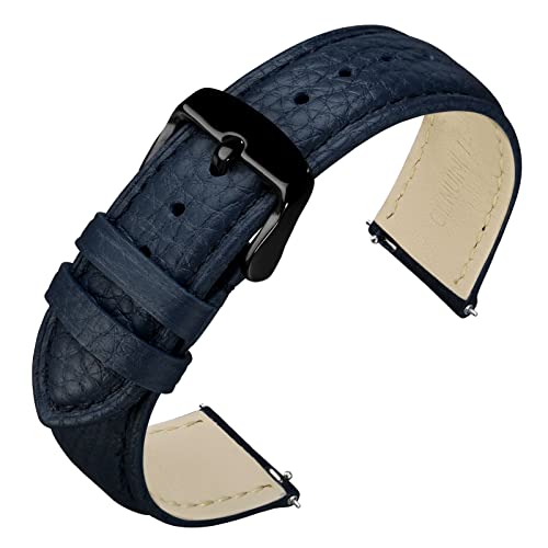 Image of ANNEFIT Watch Band 20mm, Quick Release Textured Padded Leather Straps with Black Buckle for Men and Women (Dark Blue)