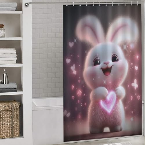 Lapin rideau de douche anti éclaboussure lavable en tissu polyester pour baignoire - 2