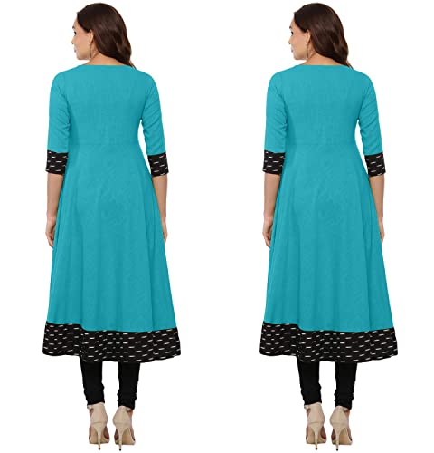 Image of NATEK Cotton Anarkali Printed Border Kurtis for Women Combo Pack of 2