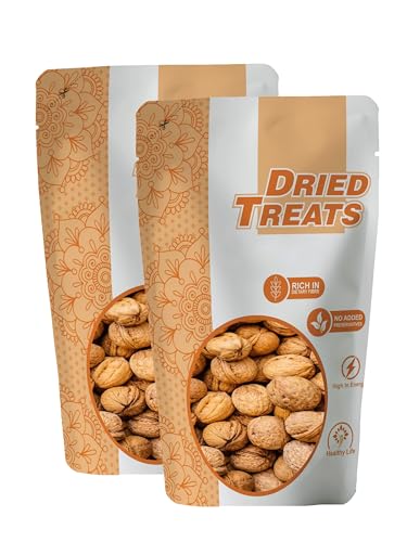 Image of Dried Treats Dried Fruits Nuts And Seeds (Kashmiri Sabut Walnuts /Walnut With Shell, 500g (2x250g))