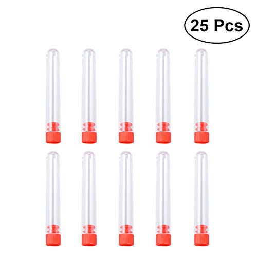 Hemobllo Provette Plastica Con Tappo Trasparente Provette da laboratorio con Pennello 25 pezzi 12x100mm