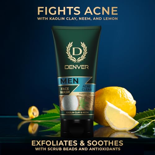 Image of DENVER Acne Clear Face Wash - 50GM Each (Pack of 3) | Remove Acne & Lighten Dark Spots Face Wash for Men| Suitable for Oily Skin | All Skin Type