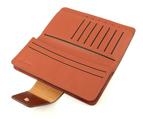 Business Style Men's Genuine Spainsh cow Leather Wallet Organizer with 24 Card Slots (Brown)3