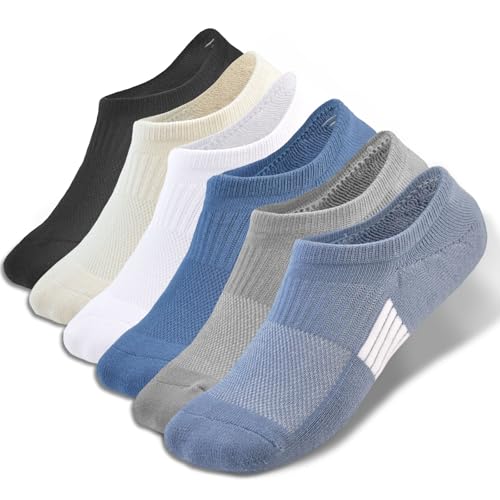 Image of EPEIUS Thick No Show Socks for Women Athletic Ankle Socks Cushioned Running Low Cut Non Slip Footies 3 /6 Pairs