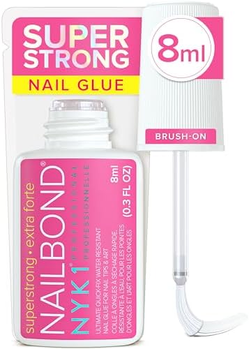 NYK1 Super Strong Nail Glue For Press On Nails, Nail Tips And Acrylic Nails (8ml) Nail Bond Brush On Nail Glue For Acrylics Glue On Nails And Fake Nails With Glue Brush for Stick On Nails Tips