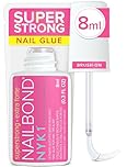 NYK1 Super Strong Nail Glue For Press On Nails, Nail Tips And Acrylic Nails (8ml) Nail Bond Brush On Nail Glue For Acrylics Glue On Nails And Fake Nails With Glue Brush for Stick On Nails Tips