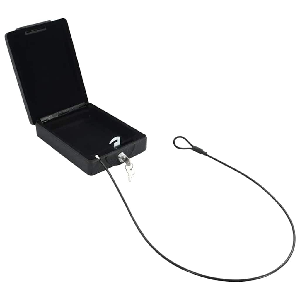 Cassaforte per auto, in acciaio, nero, 22 x 16 x 7 cm, con serratura, per oggetti di valore, contanti, gioielli in auto, chiavi, protezione antifurto