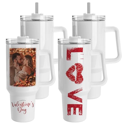 Joyclub Personalized Graduation Gifts 4 Pack 40oz Sublimation Tumbler with Handle Insulated Large Tumbler Bulk Coffee Travel Cups Stainless Steel Travel Mug for DIY Craft Heat Press Print