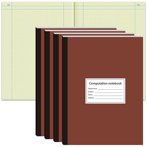 4 Pcs Computation Notebook 4x4 Quad Ruled Green Cover