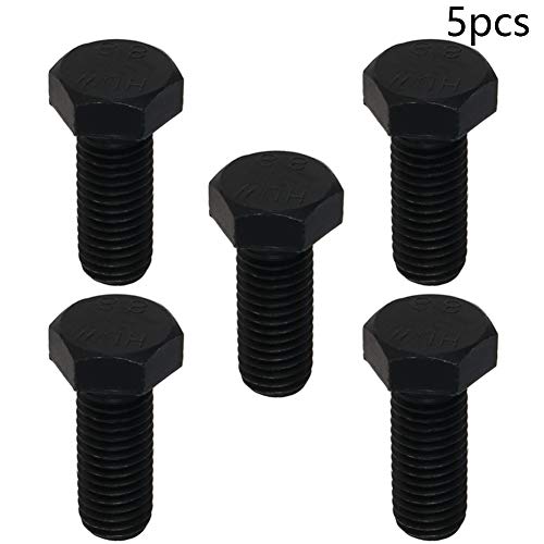 Image of Carbon Steel Hex Screw Bolts Hex Drive Fastener Rustproof Fully Threaded Metric Cap Bolts Black M14x35mm 5Pcs